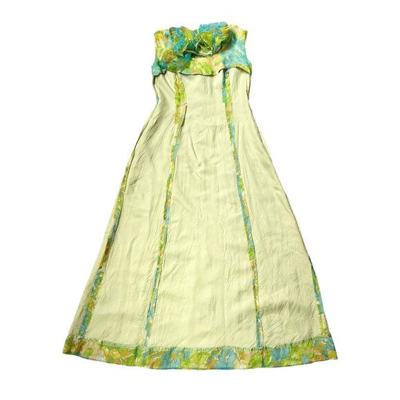 60s 70s Vintage Floral Maxi Dress Ruffle Neckline Collar Floorlength A-line. - Picture 13 of 14